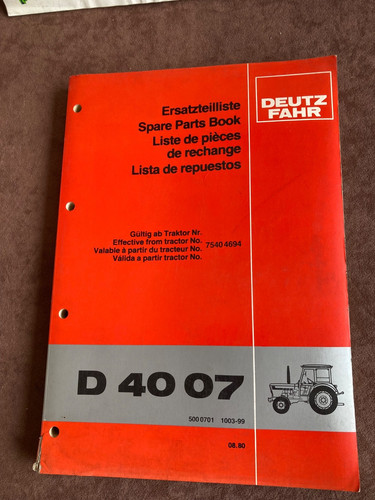 Deutz 4007 ersatzteilliste - deutz,